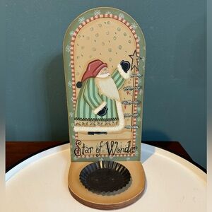 Crazy Mountain Wood Christmas Candle Shelf / Holder - Star of Wonder Santa